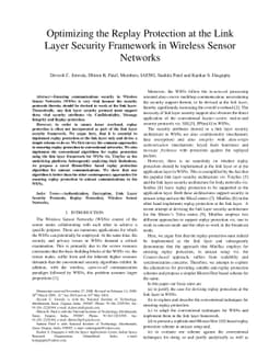 Optimizing the Replay Protection at the Link Layer Security Framework in
  Wireless Sensor Networks