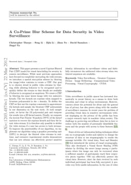 A Co-Prime Blur Scheme for Data Security in Video Surveillance