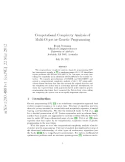 Computational Complexity Analysis of Multi-Objective Genetic Programming