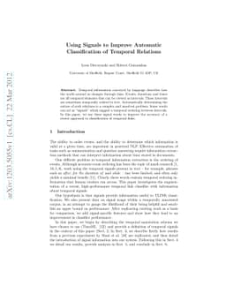 Using Signals to Improve Automatic Classification of Temporal Relations