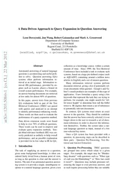 A Data Driven Approach to Query Expansion in Question Answering