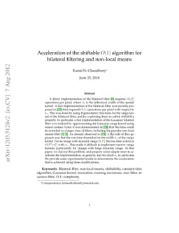 Acceleration of the shiftable O(1) algorithm for bilateral filtering and
  non-local means