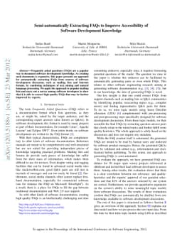 Semi-Automatically Extracting FAQs to Improve Accessibility of Software
  Development Knowledge