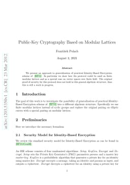 Public-Key Cryptography Based on Modular Lattices