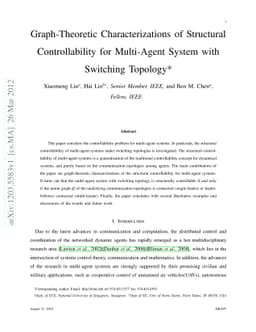 Graph-Theoretic Characterizations of Structural Controllability for
  Multi-Agent System with Switching Topology