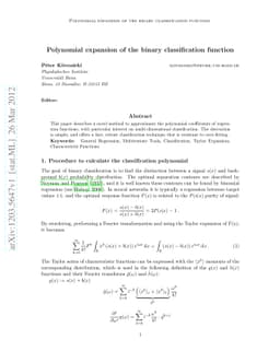 Polynomial expansion of the binary classification function