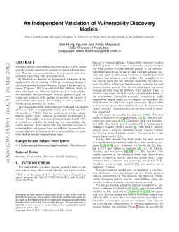 An Independent Validation of Vulnerability Discovery Models