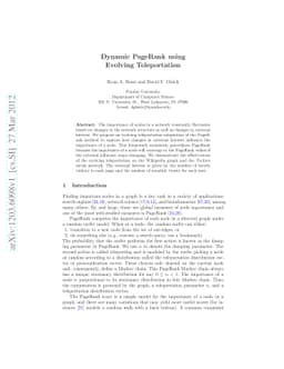 Dynamic PageRank using Evolving Teleportation