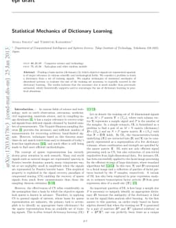 Statistical Mechanics of Dictionary Learning