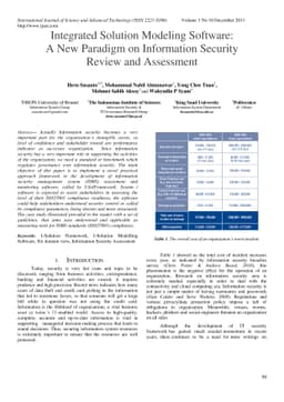 Integrated Solution Modeling Software: A New Paradigm on Information
  Security Review and Assessment