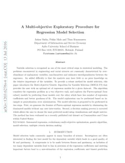 A Multi-objective Exploratory Procedure for Regression Model Selection