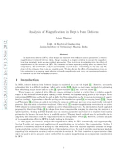 Analysis of Magnification in Depth from Defocus