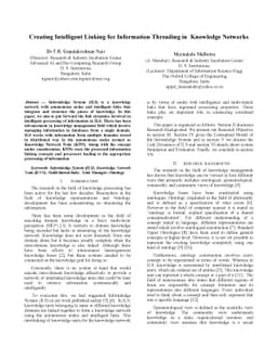 Creating Intelligent Linking for Information Threading in Knowledge
  Networks