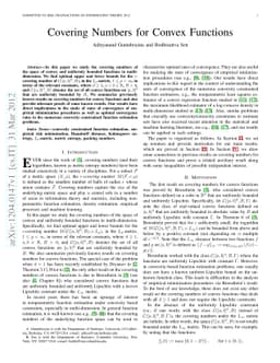 Covering Numbers for Convex Functions