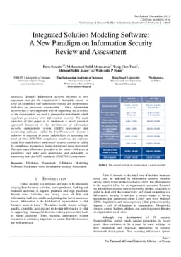 Integrated Solution Modeling Software: A New Paradigm on Information
  Security Review