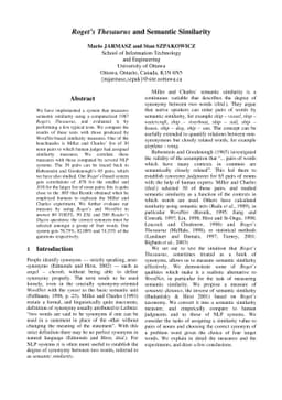 Roget's Thesaurus and Semantic Similarity