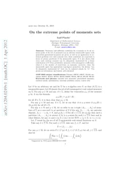 On the extreme points of moments sets