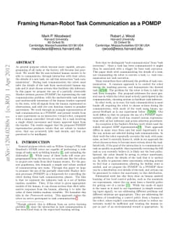 Framing Human-Robot Task Communication as a POMDP