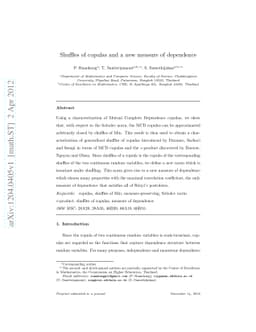 Shuffles of copulas and a new measure of dependence