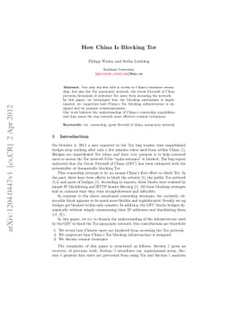How China Is Blocking Tor