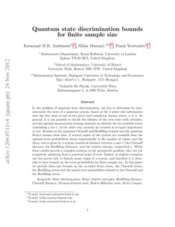 Quantum state discrimination bounds for finite sample size