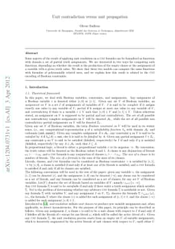 Unit contradiction versus unit propagation