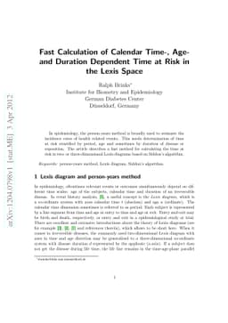 Fast Calculation of Calendar Time-, Age- and Duration Dependent Time at
  Risk in the Lexis Space