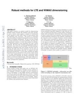 Robust methods for LTE and WiMAX dimensioning