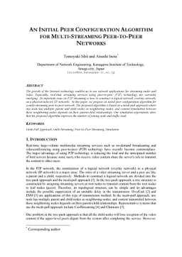 An initial peer configuration algorithm for multi-streaming peer-to-peer
  networks