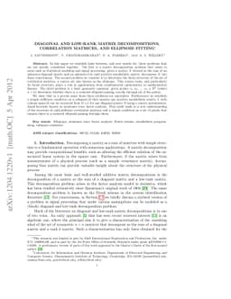 Diagonal and Low-Rank Matrix Decompositions, Correlation Matrices, and
  Ellipsoid Fitting