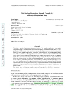 Distribution-Dependent Sample Complexity of Large Margin Learning