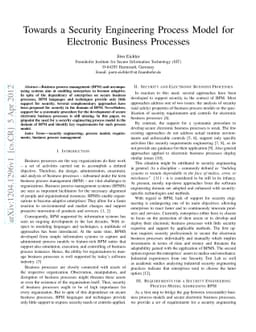 Towards a Security Engineering Process Model for Electronic Business
  Processes
