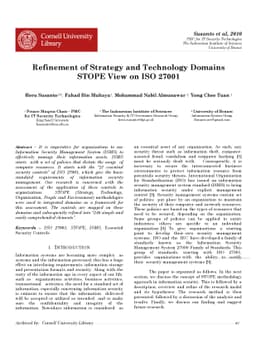 Refinement of Strategy and Technology Domains STOPE View on ISO 27001