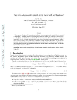 Fast projections onto mixed-norm balls with applications