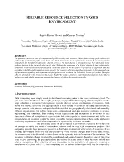 Reliable Resource Selection in Grid Environment