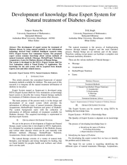 Development of knowledge Base Expert System for Natural treatment of
  Diabetes disease
