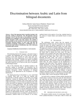 Discrimination between Arabic and Latin from bilingual documents
