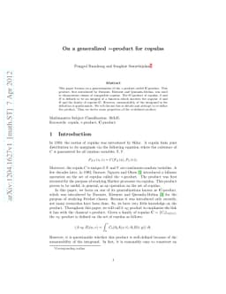 On a Generalized $*$-Product for Copulas