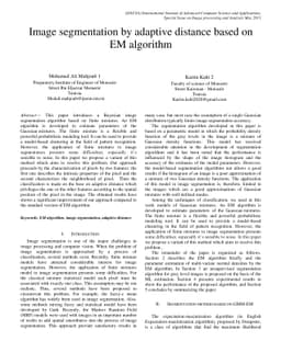 Image segmentation by adaptive distance based on EM algorithm