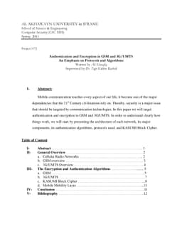 Authentication and Encryption in GSM and 3GUMTS: An Emphasis on
  Protocols and Algorithms