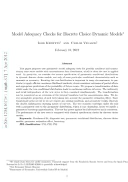 Model Adequacy Checks for Discrete Choice Dynamic Models