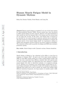 Human Muscle Fatigue Model in Dynamic Motions