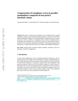 Compensation of compliance errors in parallel manipulators composed of
  non-perfect kinematic chains