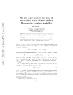 On the supremum of the tails of normalized sums of independent
  Rademacher random variables