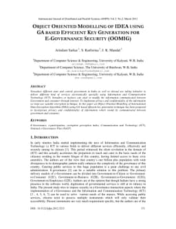 Object Oriented Modelling of Idea using GA based efficient key
  generation for e-governance security (OOMIG)