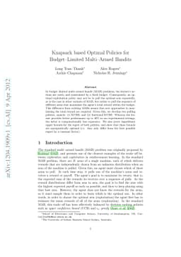 Knapsack based Optimal Policies for Budget-Limited Multi-Armed Bandits