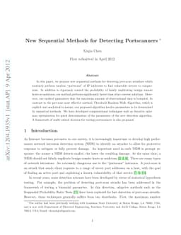 New Sequential Methods for Detecting Portscanners
