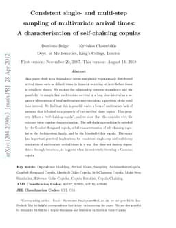 Consistent single- and multi-step sampling of multivariate arrival
  times: A characterization of self-chaining copulas