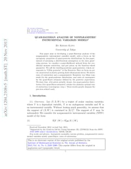 Quasi-Bayesian analysis of nonparametric instrumental variables models