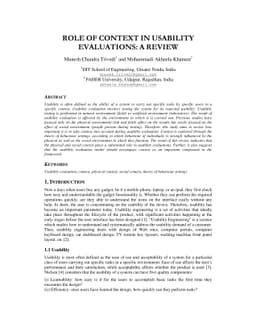 Role of context in usability evaluations: A review